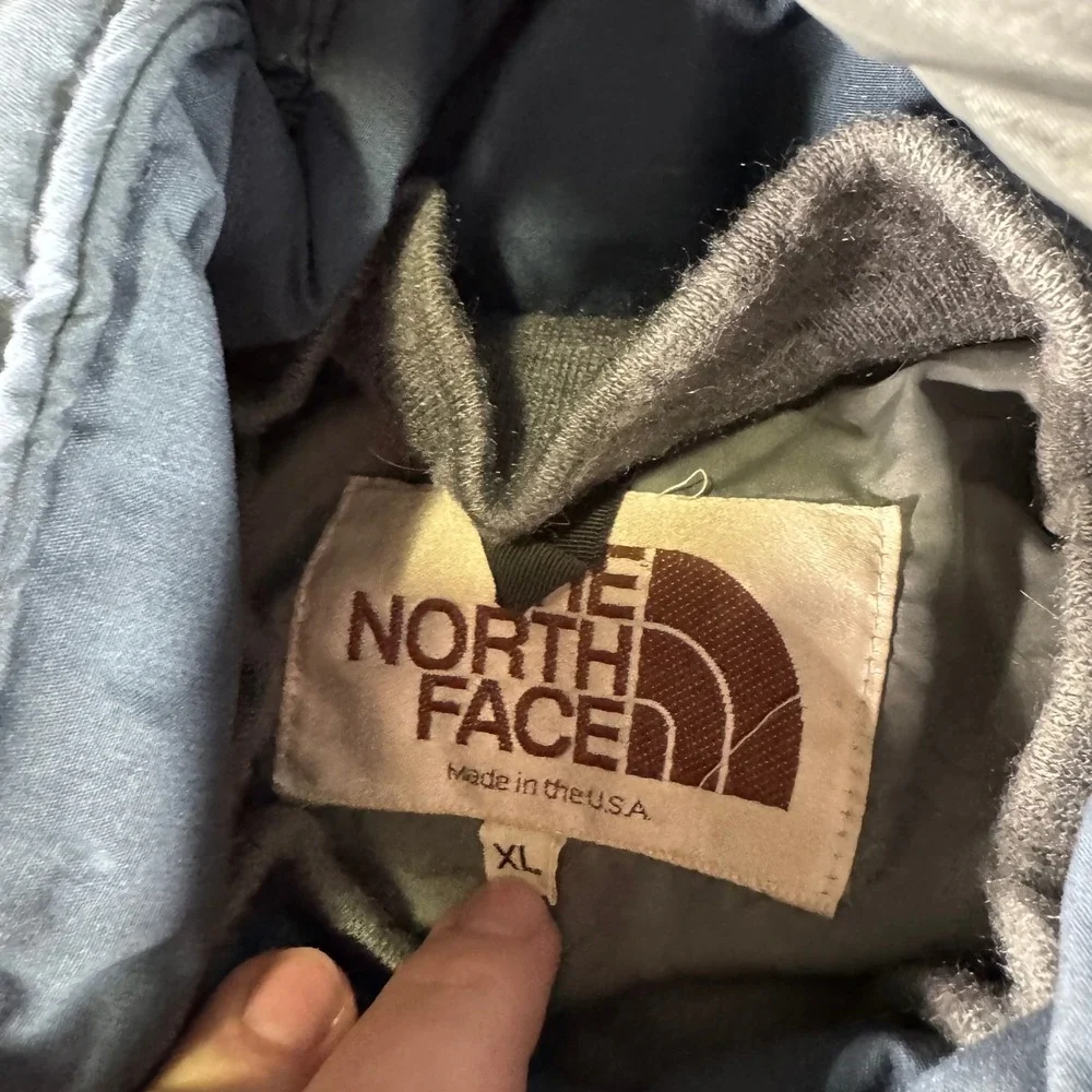Vintage The North Face Men's Size XL Brown Label Goose Down Coat Parka Blue Hood